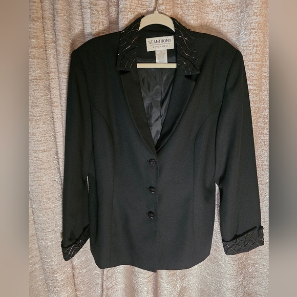 St. Anthony Evening Jackets & Blazers - St. Anthony Evening Black Blazer with Embellished Collar